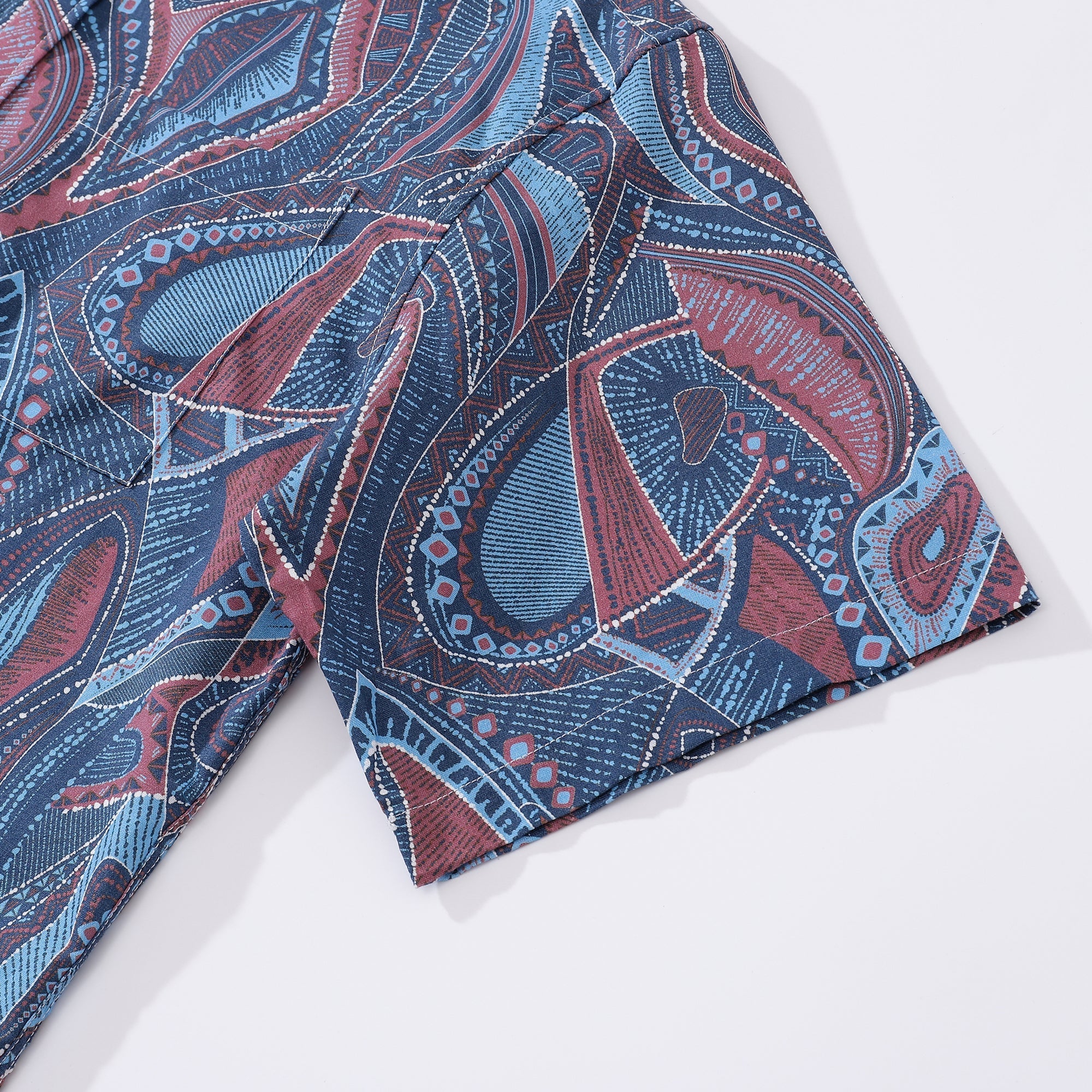 1970s Vintage Men's Hawaiian Shirt Abstract City Print Button-down Short Sleeve Aloha Shirt